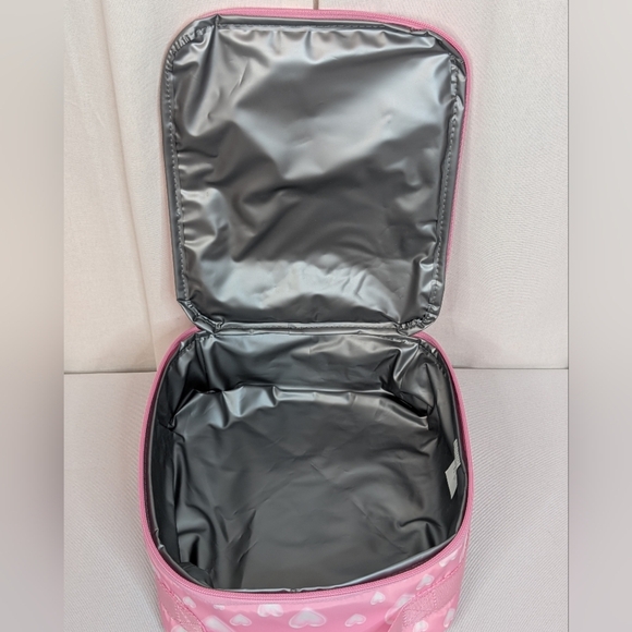 Madden Girl Insulated Lunch Bag Pink With White Hearts NWT - Picture 4 of 6